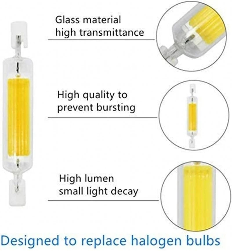 LED R7s COB Glass Tube 118mm J118 78mm J78 COB Light Bulb Super Bright AC110V  220V Home Replace Halogen High power Lamp