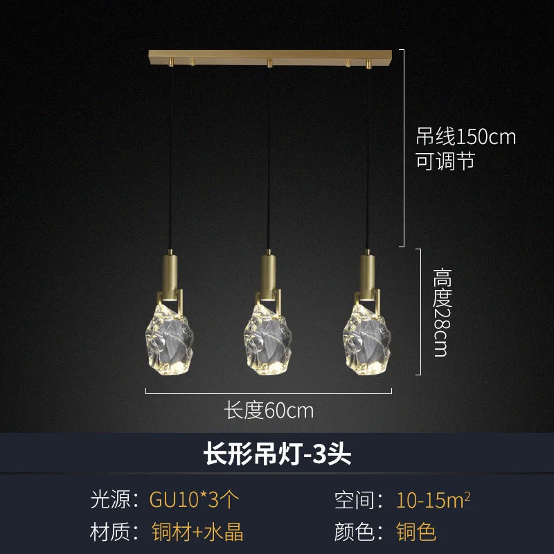 New Crystal Led Pendant lights Nordic luxury brass Dining Room Bar Kitchen suspension Luminaire bedroom bedside Hanging lamp