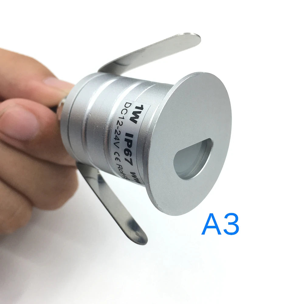 1W Waterproof IP67 Recessed LED Stair Light (DC 12V/24V) - Outdoor Deck & Corner Wall Lamp