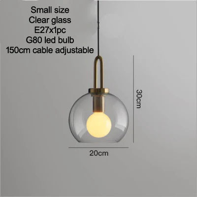 Smoke Grey  Sphere glass hanging lamp Transparent Cylindrical Edison glass pendant lighting Simple lines pendant lamp droplight