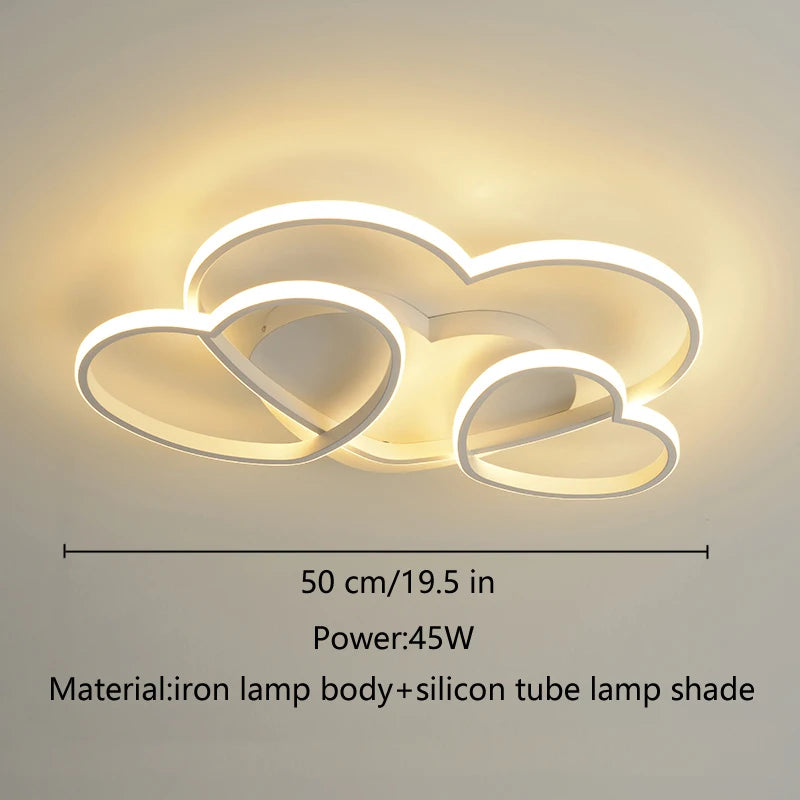 Light For Home Led Light For Bedroom Women Princess Heart Shape Ceiling Lights Lamp Dimmable For Wedding Girls Room Bedroom