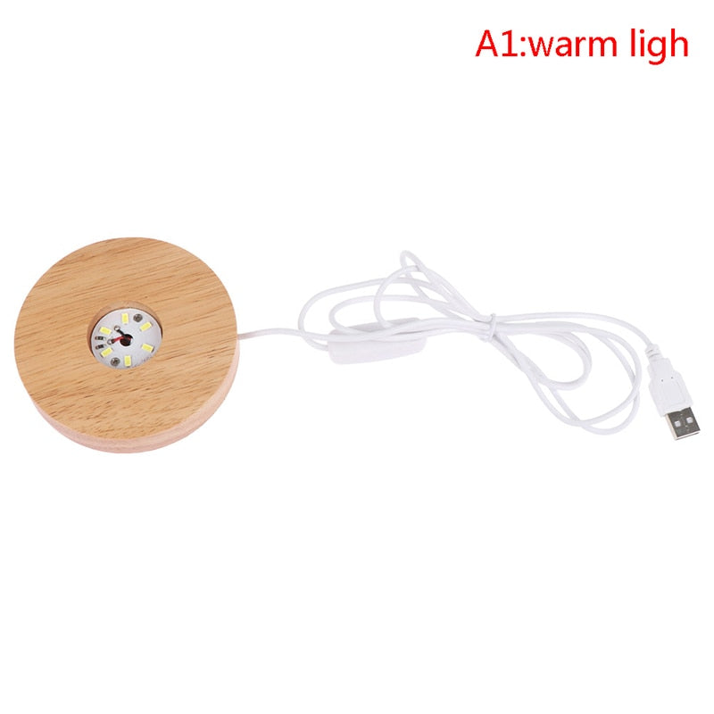 New Wood Light Base Rechargeable Remote Control Wooden LED Light Rotating Display Stand Lamp Holder Lamp Base Art Ornament