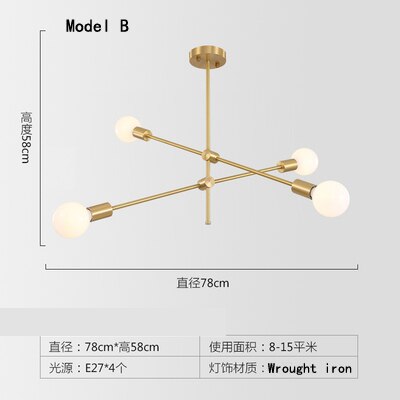 Nordic Minimalist Modern Wrought Iron Chandelier Creative Personality Magic Bean Living Room Dining Room Bedroom Line Chandelier