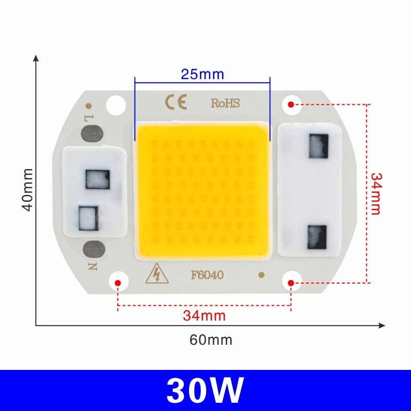 LED COB Chip Lamp 10W 20W 30W 50W 220V Smart IC No Need Driver LED Bulb 3W 5W 7W 9W for Flood Light Spotlight Diy Lighting