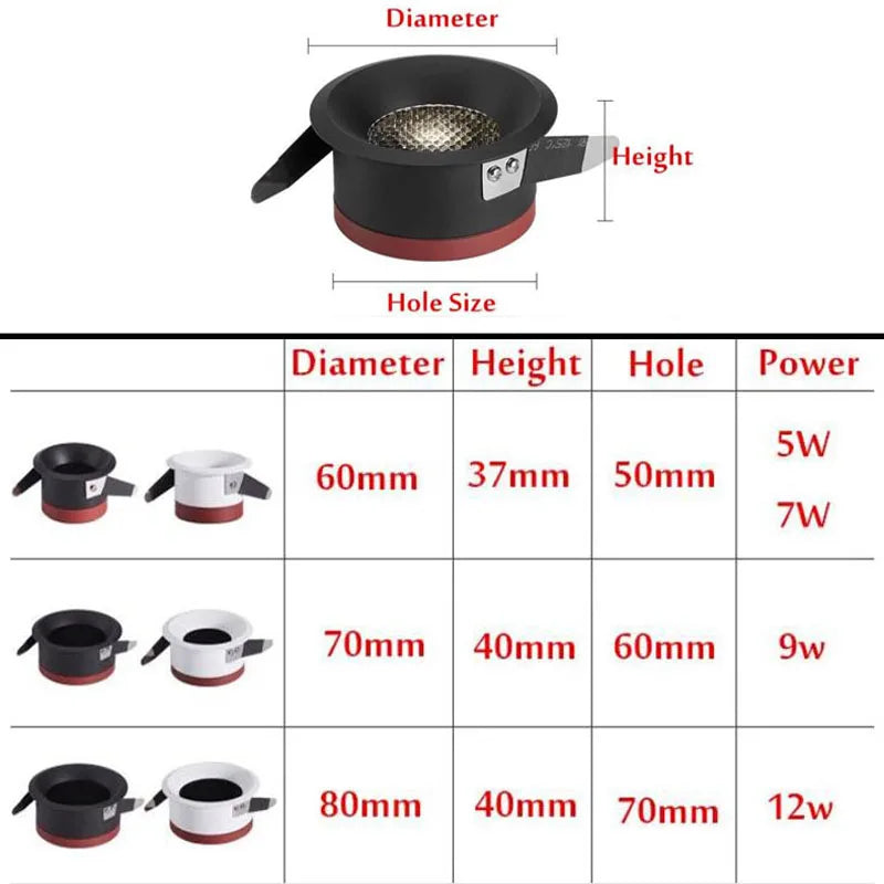 Ultra-Thin LED Recessed Spotlight - Anti-Glare Dimmable Ceiling Downlight
