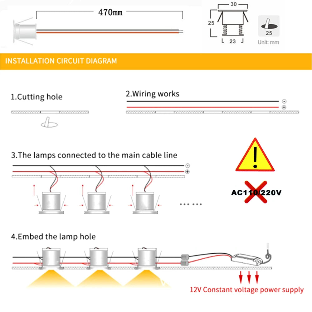10pcs Small Recessed LED 1W Downlight 12V Foco Spotlight Home Ceiling Stairs Walkways Cabinet Decor Spot Bulb Light with Driver