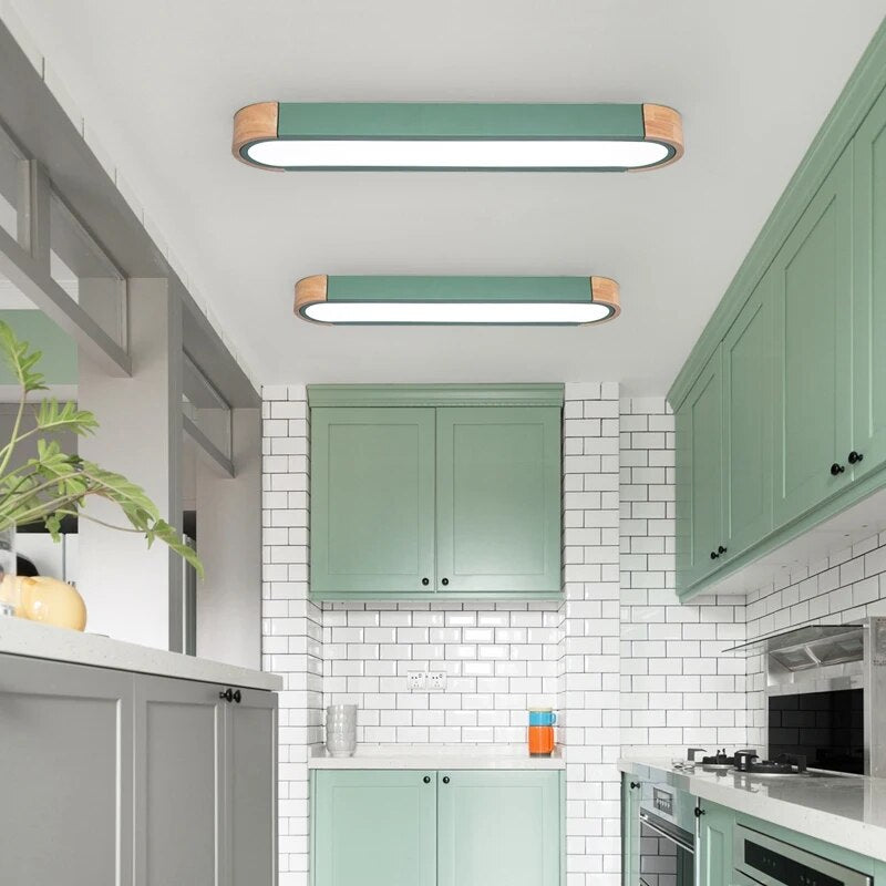 Modern Ceiling Lights Simplicity Creative Cottage Strip White Gray Green Wood Decoration Kitchen Aisle Corridor Indoor Lighting