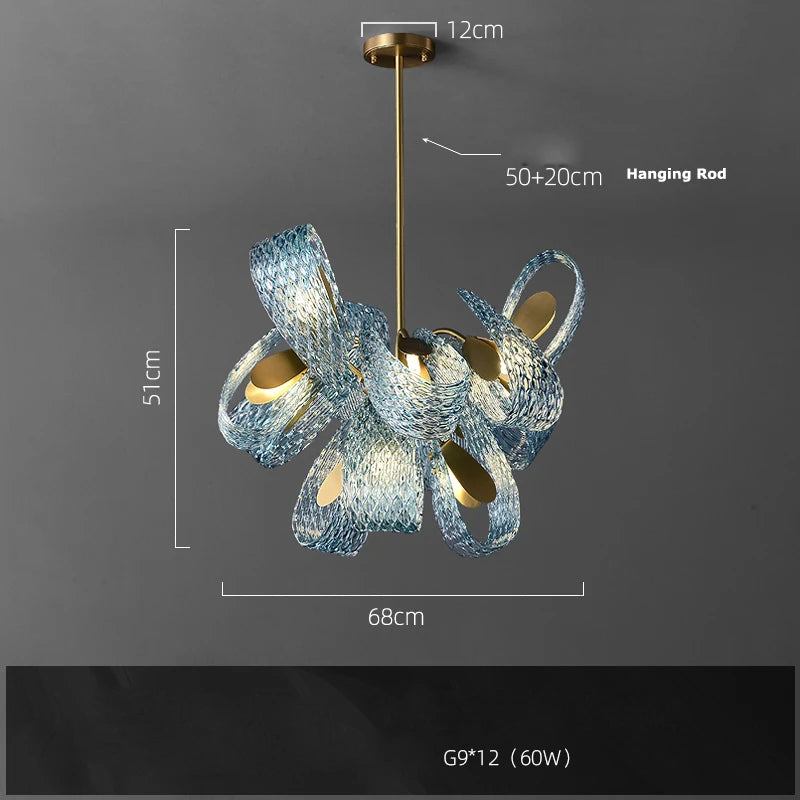 2026 Postmodern Copper Glass Chandelier - Blue Beauty Luxury Dining Room Light