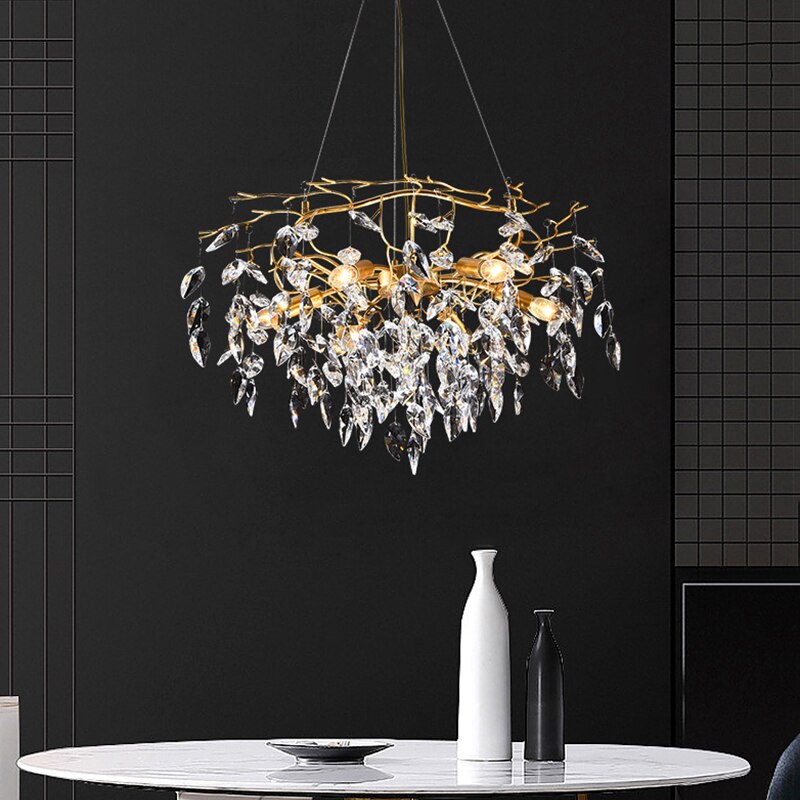 Postmodern Gold Crystal LED Chandelier Lighting Lustre Suspension Luminaire Lampen for Dinning Room Dining Room Home Decoration