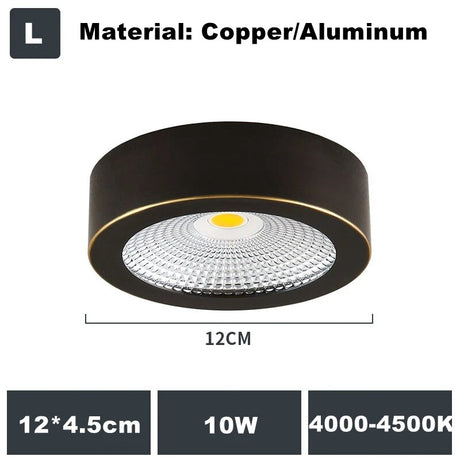 Full Copper 220V LED Ceiling Downlight Nordic Hallway Corridor Porch Surface Mounted Brass 6W 8W 10W Spot Light Fixture