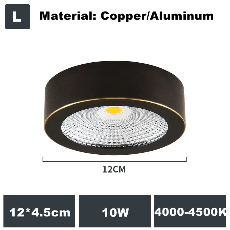 Full Copper 220V LED Ceiling Downlight Nordic Hallway Corridor Porch Surface Mounted Brass 6W 8W 10W Spot Light Fixture