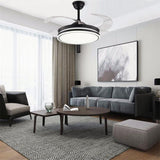 Modern Black LED Ceiling Fan Light with Remote Control 4 Clear Blades for Bedroom Living Room