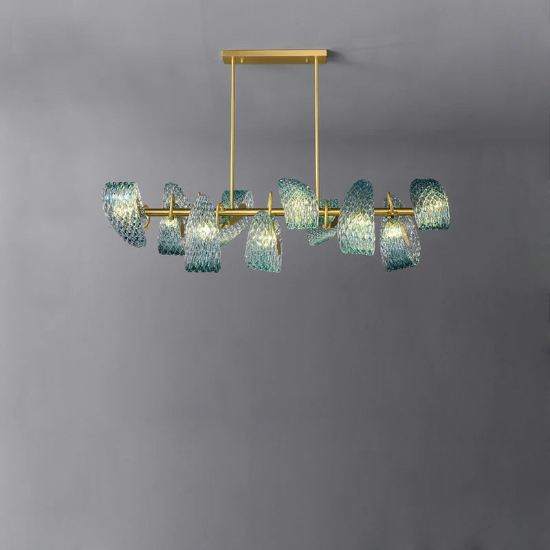 2026 Postmodern Copper Glass Chandelier - Blue Beauty Luxury Dining Room Light