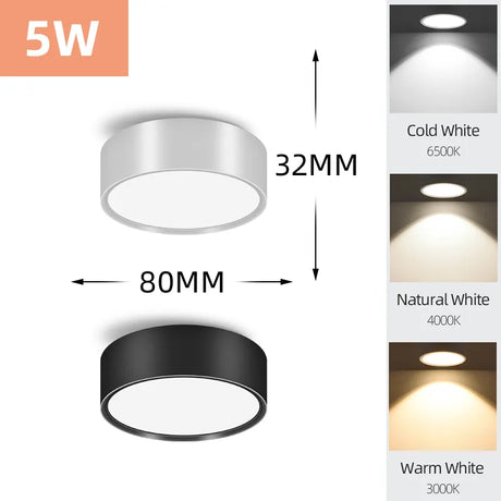 LED Downlight 220V Foldable Spot Light COB Surface Mounted Spotlight Ceiling Lamp for Living Room Kitchen Indoor Neutral Light