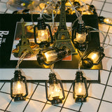 Retro Kerosene Led String Light AA Battery Mini Lantern Fairy Light Garland For Loft Bedroom Ramadan Decor
