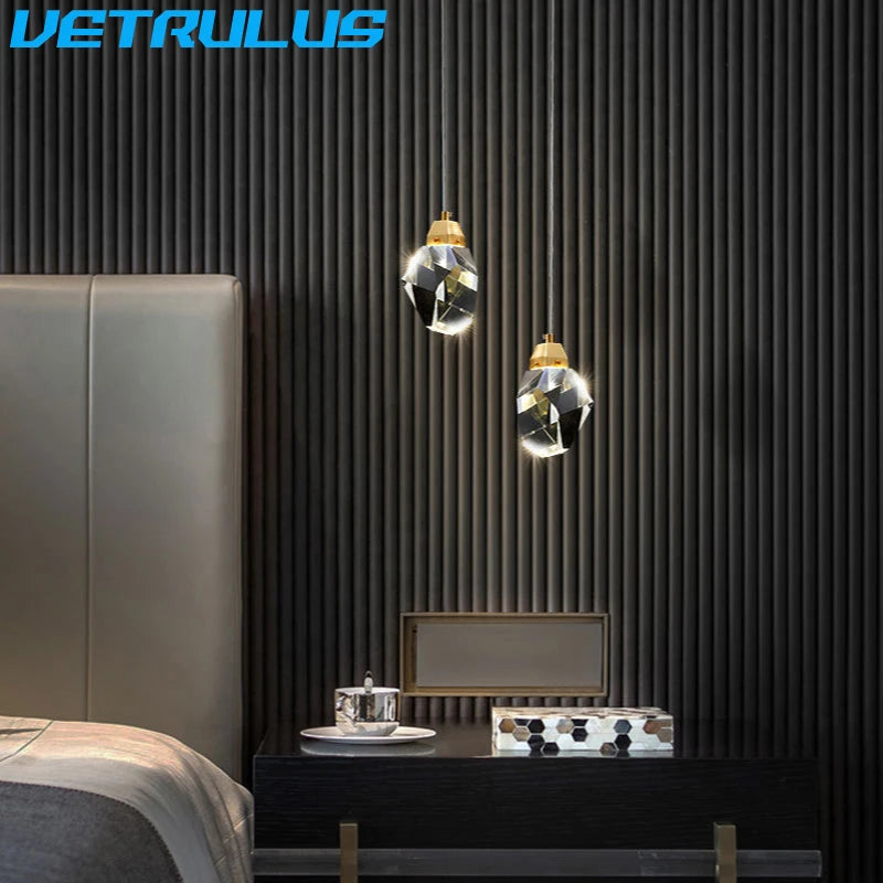 Modern Pendant Light Nordic Luxury K9 Crystal Chandelier Ceiling Lamps Hanging Fixture Indoor Living Dining Room Bedroom Decor