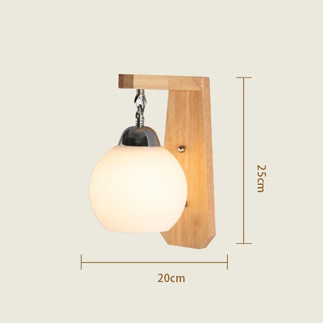 Japanese Decoration Wall Wood Lamp Glass Lampshade Bedroom Entrance Aisle Indoor Home Lights E27 LED Nordic Bedside Wall Light