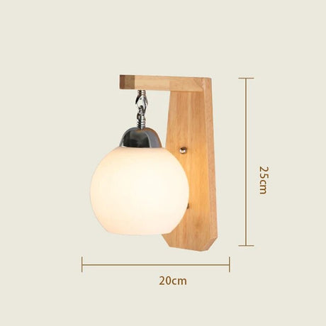 Japanese Decoration Wall Wood Lamp Glass Lampshade Bedroom Entrance Aisle Indoor Home Lights E27 LED Nordic Bedside Wall Light