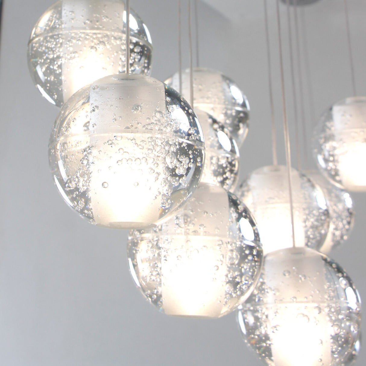 10 Lights Crystal Ball Chandelier LED Hanging Light for Dining Room Stairs Shop Hotel Dimmable Home Lighting