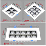 Dimmable embedded LED panel, square ceiling lamp, 15W, 24w, 30w, AC110V, 220V, 1 pc.