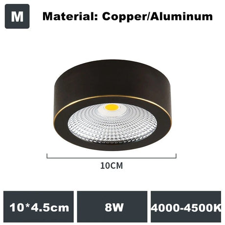 Full Copper 220V LED Ceiling Downlight Nordic Hallway Corridor Porch Surface Mounted Brass 6W 8W 10W Spot Light Fixture