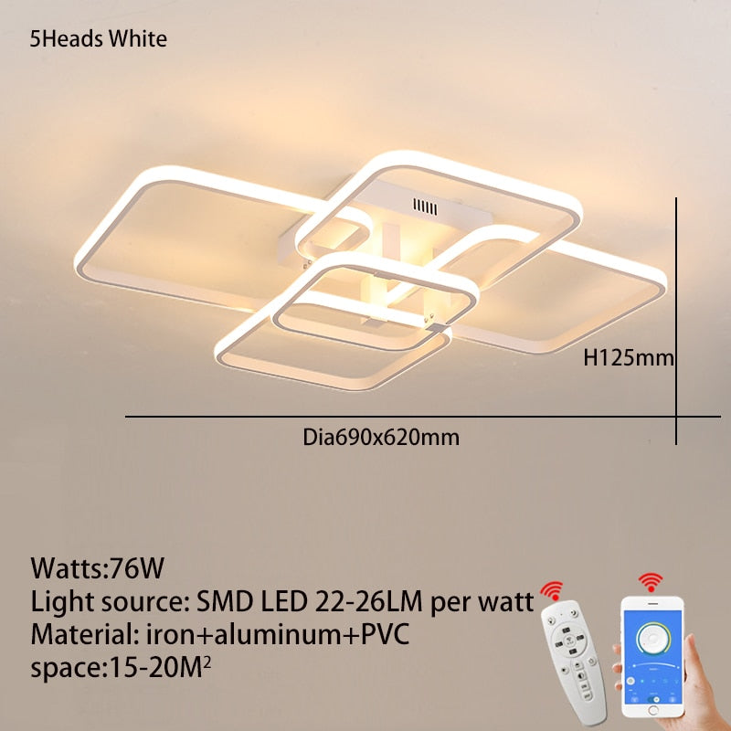 Rectangle Acrylic Aluminum Modern Led Ceiling Lights For Living Room Bedroom White/Black Led Ceiling Lamp Fixtures