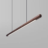 Solid Wood Hanging Lamp Nordic LED Wood Pendant Light Modern Table Long Linear Light Round Hanging Fixtures for Kitchen Island