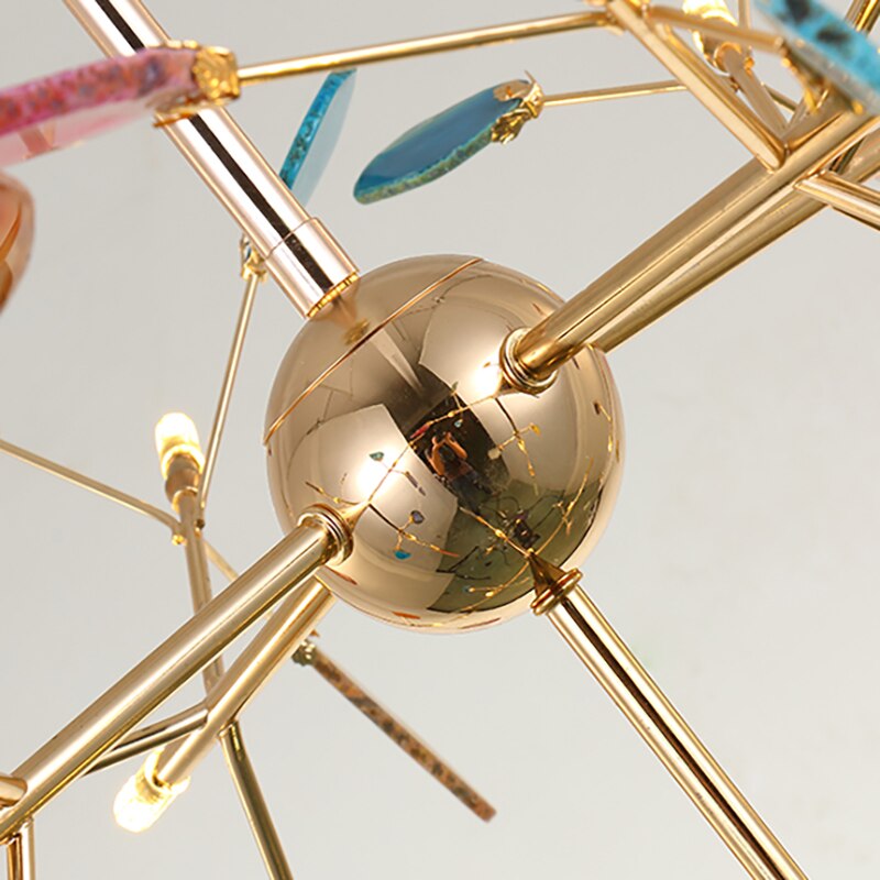 American Branch Agate Chandelier for Dining Room Simple Creative Carnelian Chandelier Hanging Home Decors Indoor Lighting Fixture