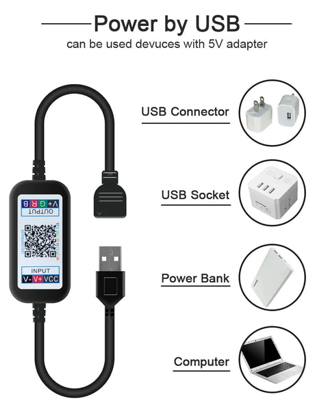 LED Strip Light Lamp 5050 RGB Music Lights TV Screen Backlight Waterproof Outdoor Lighting Neon Lights 5V+Remote Control + Adapter