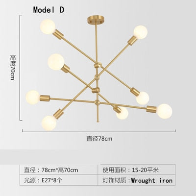 Nordic Minimalist Modern Wrought Iron Chandelier Creative Personality Magic Bean Living Room Dining Room Bedroom Line Chandelier