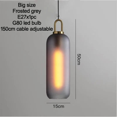 Smoke Grey  Sphere glass hanging lamp Transparent Cylindrical Edison glass pendant lighting Simple lines pendant lamp droplight