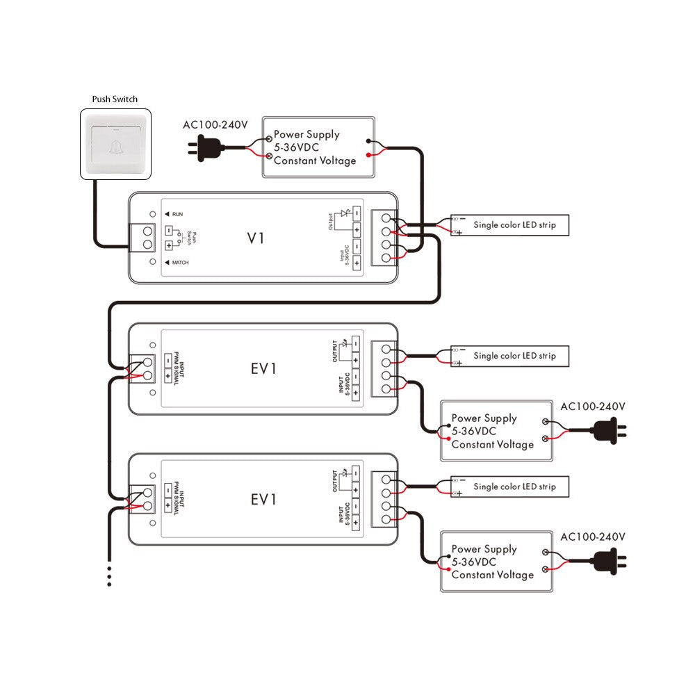 LED Dimmer 12v 24v 36v 2.4G RF Wireless Touch Remote Dimmer Switch RT1 RT6 RT8 V1 Single Color LED Strip Light Controller