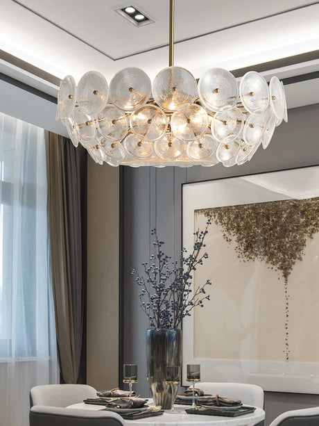 Modern Chandelier Round Ceiling Frosted Glass Copper Hanging Lamp luxury Pendant Lights For Living Bedroom Dining Room