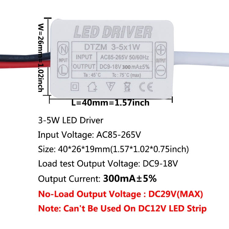 LED Driver 300mA 1-3w 4-7w 8-12w 12-18w 18-25w 25-36w LED Constant Current Driver Power Unit Supply For LED Bulb Transformers