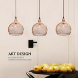 Electroplating modern  metal cage pendant lamp,vintage  rose gold birdcage creative hanging lamp for restaurant living room