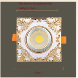 Creative Square Resin Gold Lace Led Downlights 3W 5W 7W 110V 220V Hallway Dining Room Loft Embedded Platfond Lighting Fixture