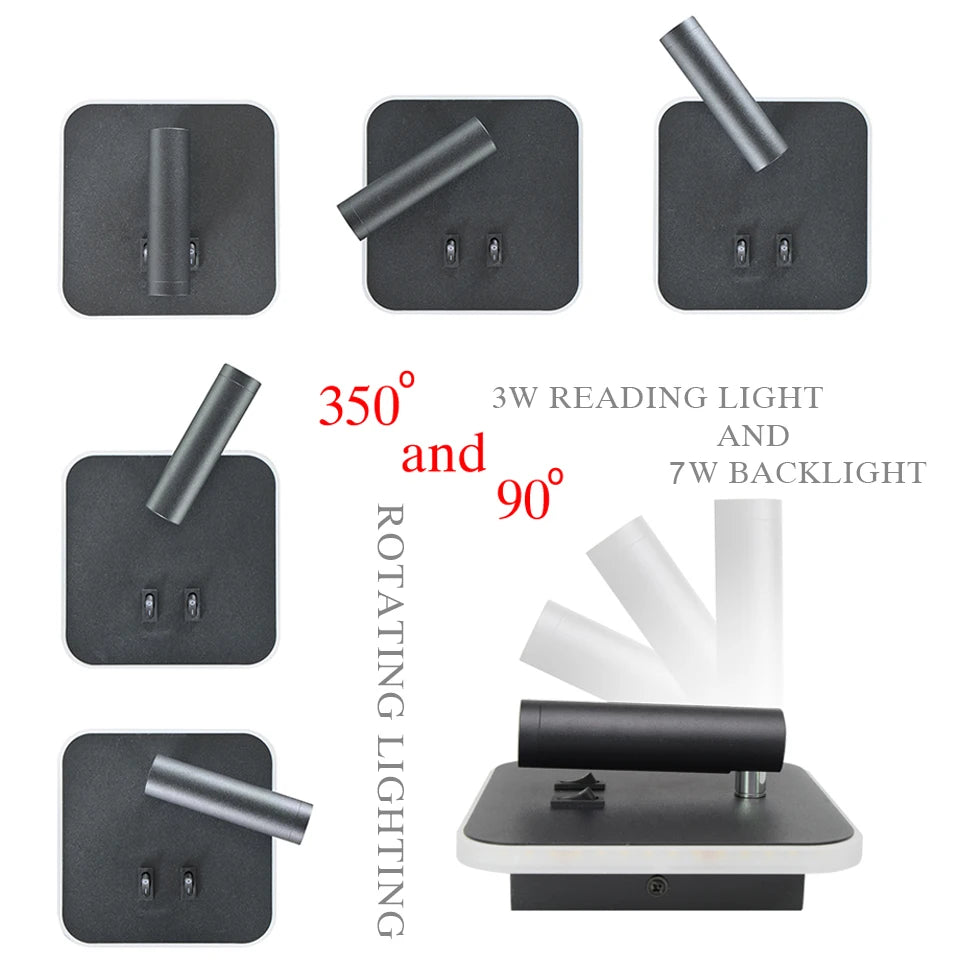LED Wall Lamps Reading 3W  Strip light Back light 8W bedroom Study living room Sconce Adjustable With Switch Bedside Wall light
