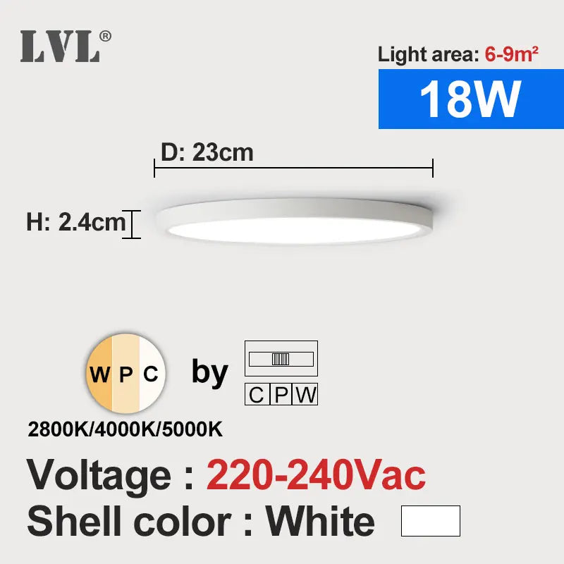 Modern LED Ceiling Light - Wood Grain & Gold 3-Color Home Lighting