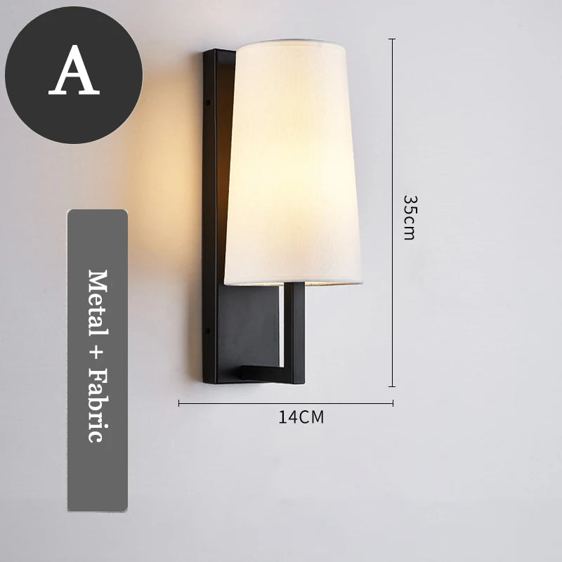 American Classic Fabric Wall Lamp Nordic Retro Led Bedside Light Indoor Bedroom living room sofa Corridor Stairs Decors Sconce