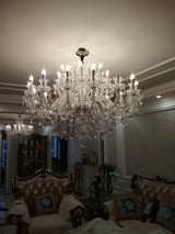 Modern Crystal Hanging Chandelier Lighting For Living Room Hotel Hall K9 Luxury grade crystal white Arm Transparent Body Villa