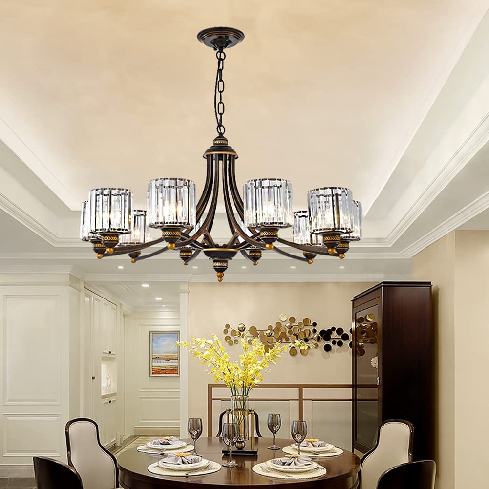 Modern Crystal Chandeliers Luxury 8-Light Chandelier Lighting Flush Mount Ceiling Lights Kitchen Island Hanging Pendant Light