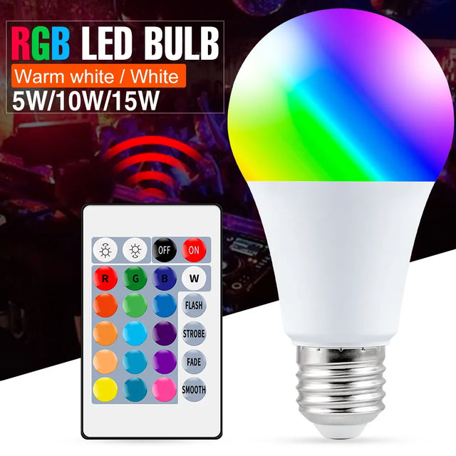E27 Smart Control Lamp Led RGB Light Dimmable 5W 10W 15W RGBW Led Lamp Colorful Changing Bulb Led Lampada RGBW White Decors Home