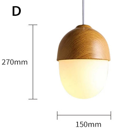 Nordic Wood Grain Iron Glass Pendant Lamp Modern Nut Round E27 110-240V Hanging Light Living Room Bedroom Decors Pendant Lighting