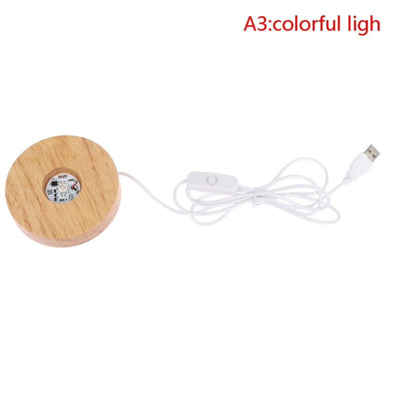 New Wood Light Base Rechargeable Remote Control Wooden LED Light Rotating Display Stand Lamp Holder Lamp Base Art Ornament