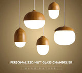 Nordic Wood Grain Iron Glass Pendant Lamp Modern Nut Round E27 110-240V Hanging Light Living Room Bedroom Decors Pendant Lighting