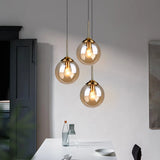 Amber Smoke Gray Clear Glass Pendant Lamp LED Hanging Light for Dining Room Table Kicthen Island Bedroom Bedside Lighting
