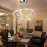 Luxury Large 5 Rings Led Round Crystal Chandelier light Spiral Pendant Lamp Modern Chandelier Light Fixtures Stair Hotel Lamp