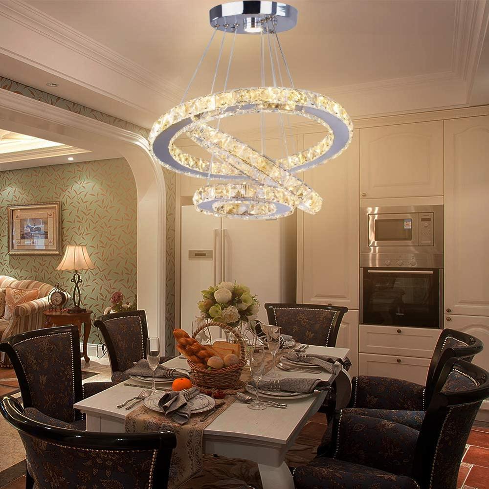 Luxury Large 5 Rings Led Round Crystal Chandelier light Spiral Pendant Lamp Modern Chandelier Light Fixtures Stair Hotel Lamp