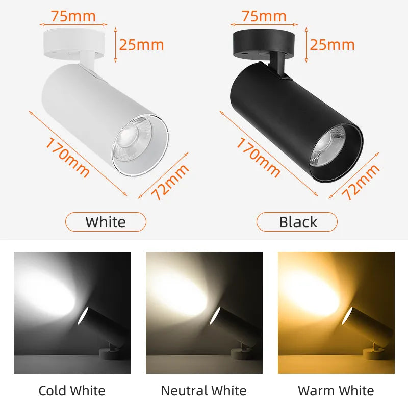 LED Downlight 220V Foldable Spot Light COB Surface Mounted Spotlight Ceiling Lamp for Living Room Kitchen Indoor Neutral Light
