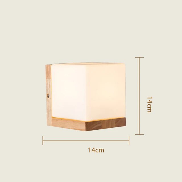 Japanese Decoration Wall Wood Lamp Glass Lampshade Bedroom Entrance Aisle Indoor Home Lights E27 LED Nordic Bedside Wall Light